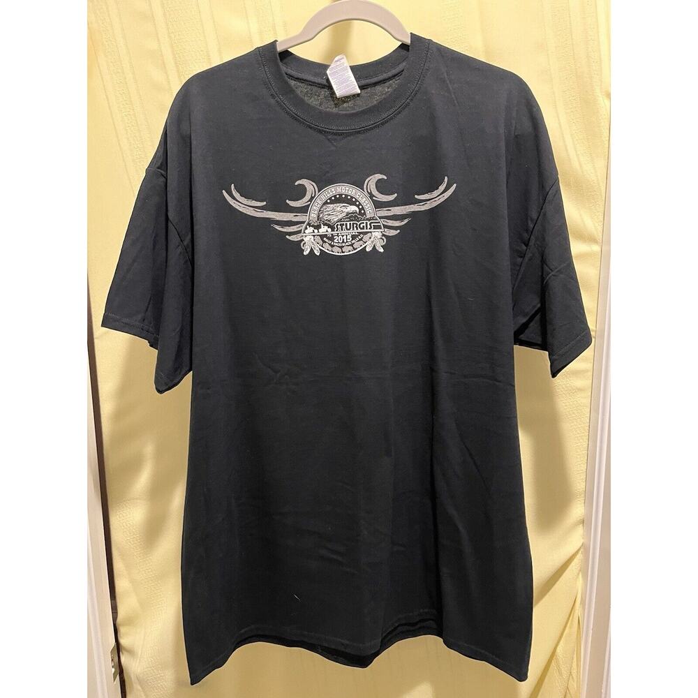Sturgis Black Hills Rally 75th Anniversary Mens Black T Shirt 2015‎ Size XL